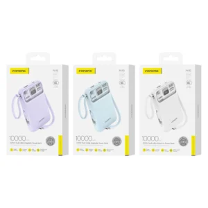 FONENG PX112 10000mAh Mini 22.5W Magnetic Wireless Power Bank with 2 Built-in Cables